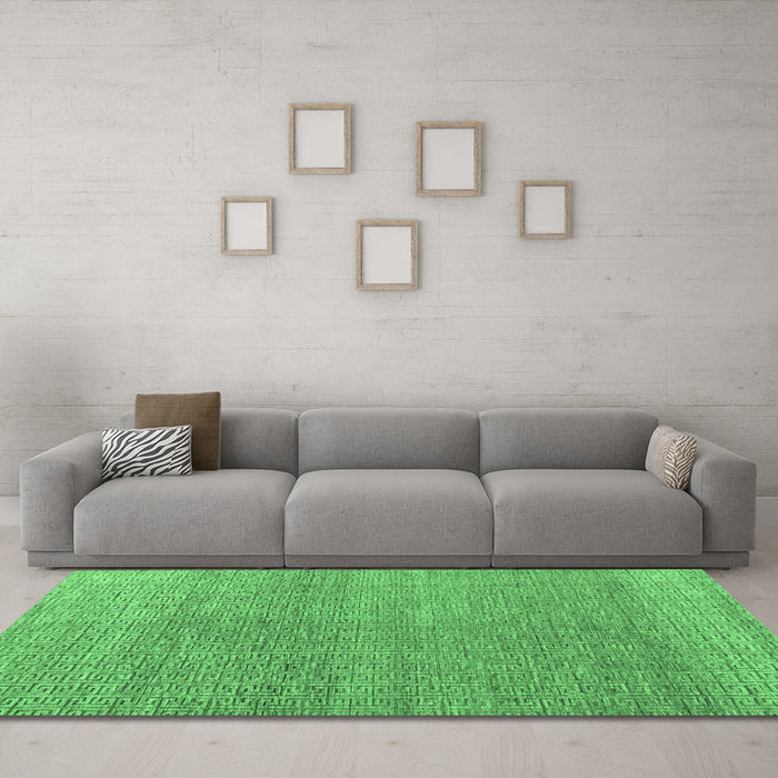 Machine Washable Abstract Emerald Green Modern Area Rugs in a Living Room,, wshabs4782emgrn