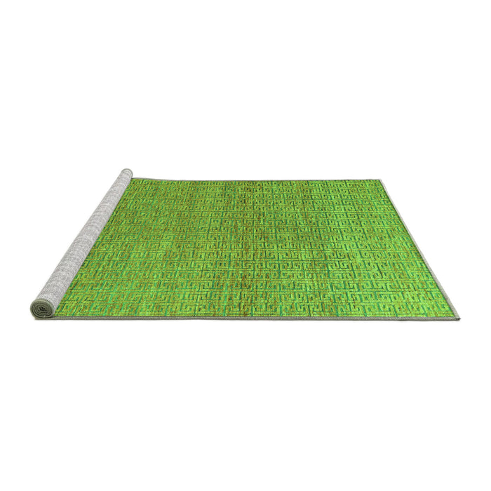 Sideview of Machine Washable Abstract Green Modern Area Rugs, wshabs4782grn