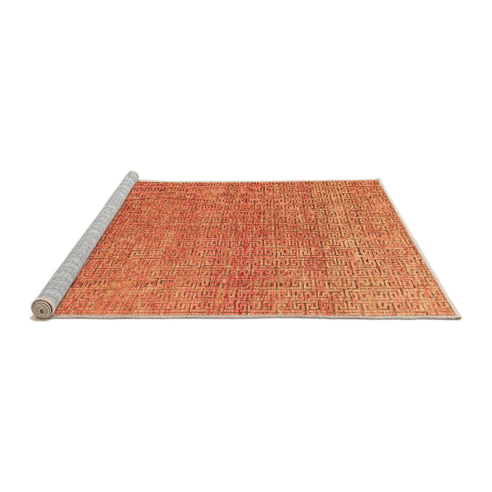 Sideview of Machine Washable Abstract Orange Modern Area Rugs, wshabs4782org