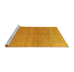 Sideview of Machine Washable Abstract Yellow Modern Rug, wshabs4782yw