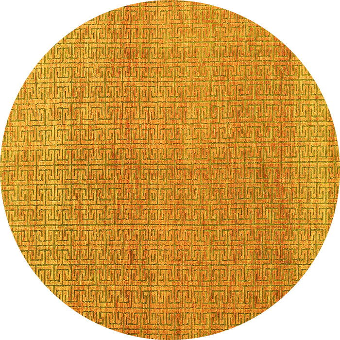 Round Machine Washable Abstract Yellow Modern Rug, wshabs4782yw