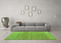 Machine Washable Abstract Green Modern Rug, wshabs4782grn