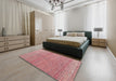 Abstract Pink Modern Rug in a Bedroom, abs4782