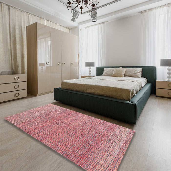 Abstract Pink Modern Rug in a Bedroom, abs4782