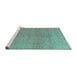 Sideview of Machine Washable Abstract Turquoise Modern Area Rugs, wshabs4782turq