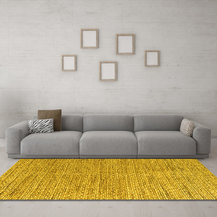 Machine Washable Abstract Yellow Modern Rug in a Living Room, wshabs4783yw