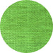 Round Machine Washable Abstract Green Modern Area Rugs, wshabs4783grn