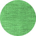 Round Abstract Emerald Green Modern Rug, abs4783emgrn