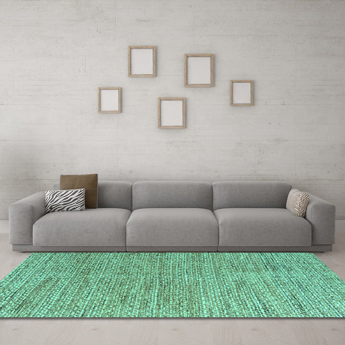 Machine Washable Abstract Turquoise Modern Area Rugs in a Living Room,, wshabs4783turq