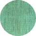 Round Abstract Turquoise Modern Rug, abs4783turq