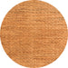 Round Machine Washable Abstract Orange Modern Area Rugs, wshabs4783org