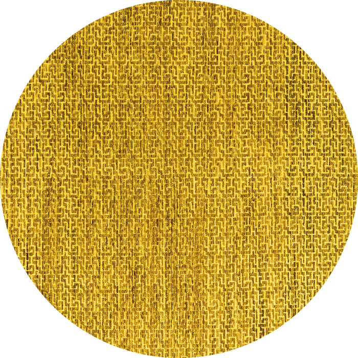 Round Machine Washable Abstract Yellow Modern Rug, wshabs4783yw