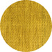 Round Machine Washable Abstract Yellow Modern Rug, wshabs4783yw