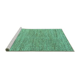 Sideview of Machine Washable Abstract Turquoise Modern Area Rugs, wshabs4783turq