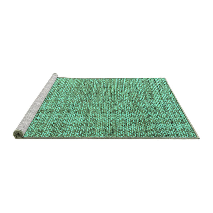 Sideview of Machine Washable Abstract Turquoise Modern Area Rugs, wshabs4783turq