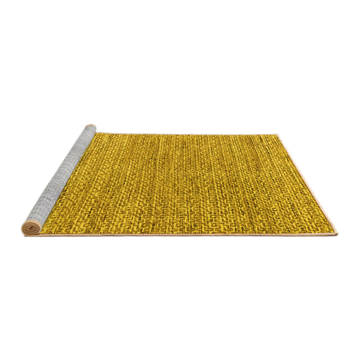 Sideview of Machine Washable Abstract Yellow Modern Rug, wshabs4783yw
