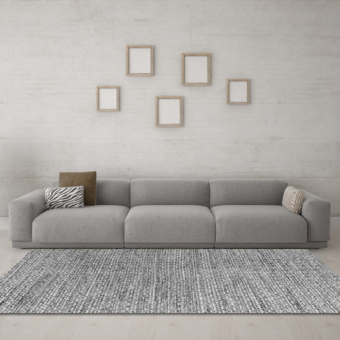 Machine Washable Abstract Gray Modern Rug in a Living Room,, wshabs4783gry