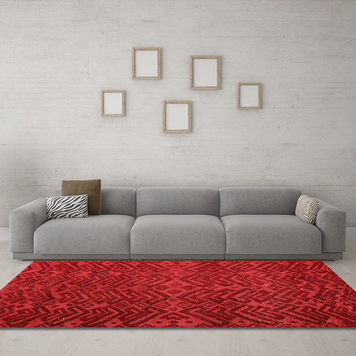 Machine Washable Abstract Orange Modern Area Rugs in a Living Room, wshabs4784org