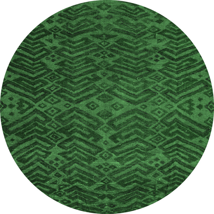 Round Abstract Emerald Green Modern Rug, abs4784emgrn