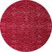 Round Machine Washable Abstract Red Rug, wshabs4784