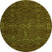 Round Machine Washable Abstract Green Modern Area Rugs, wshabs4784grn