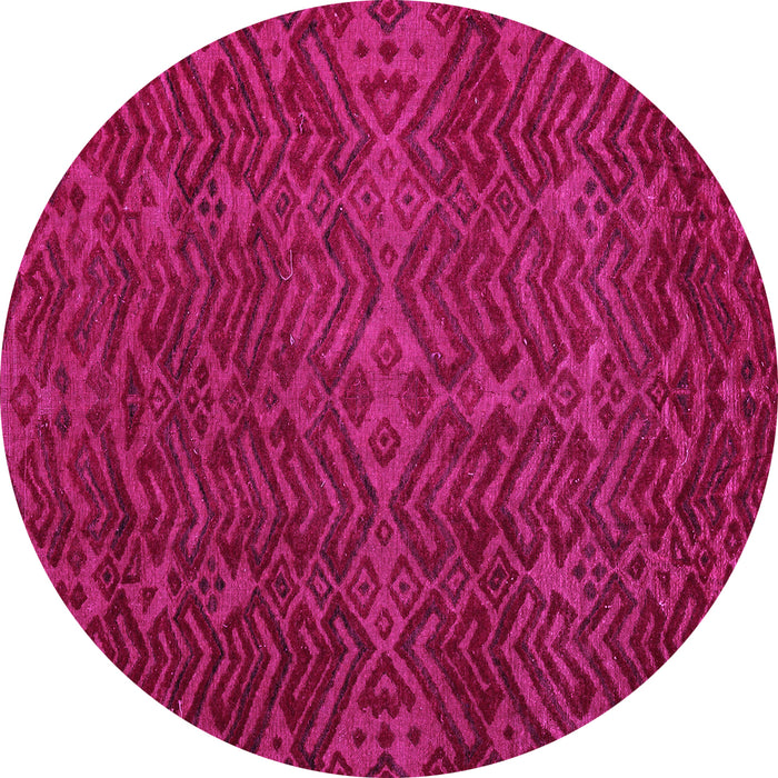Round Machine Washable Abstract Pink Modern Rug, wshabs4784pnk