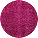 Round Machine Washable Abstract Pink Modern Rug, wshabs4784pnk