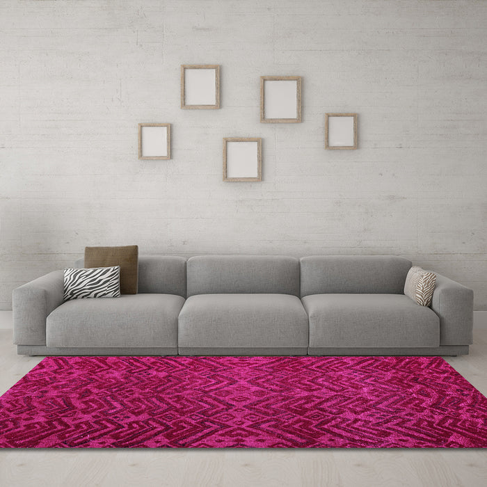 Machine Washable Abstract Pink Modern Rug in a Living Room, wshabs4784pnk