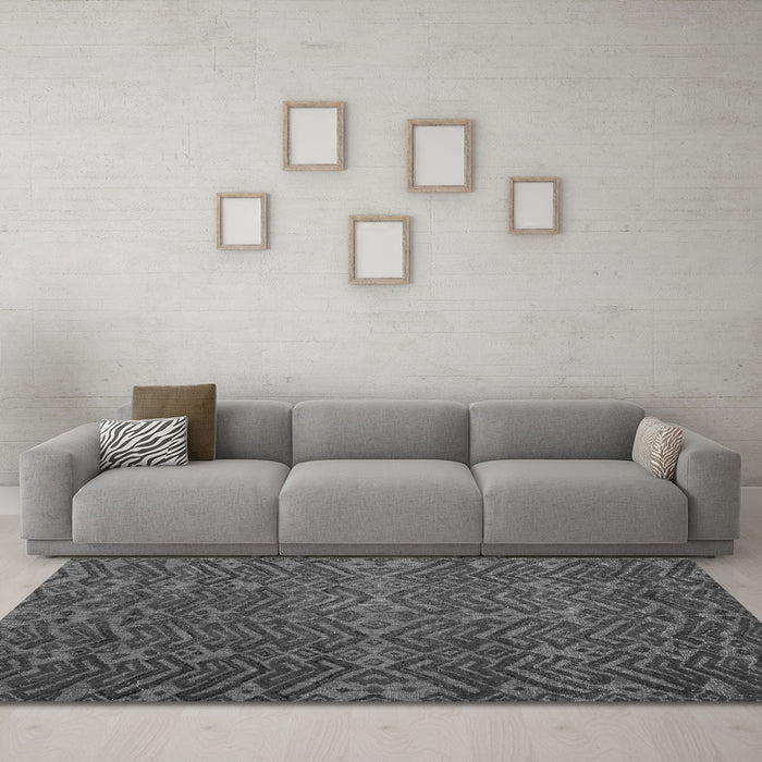 Machine Washable Abstract Gray Modern Rug in a Living Room,, wshabs4784gry