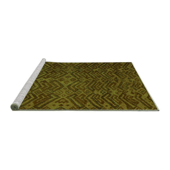 Sideview of Machine Washable Abstract Green Modern Area Rugs, wshabs4784grn