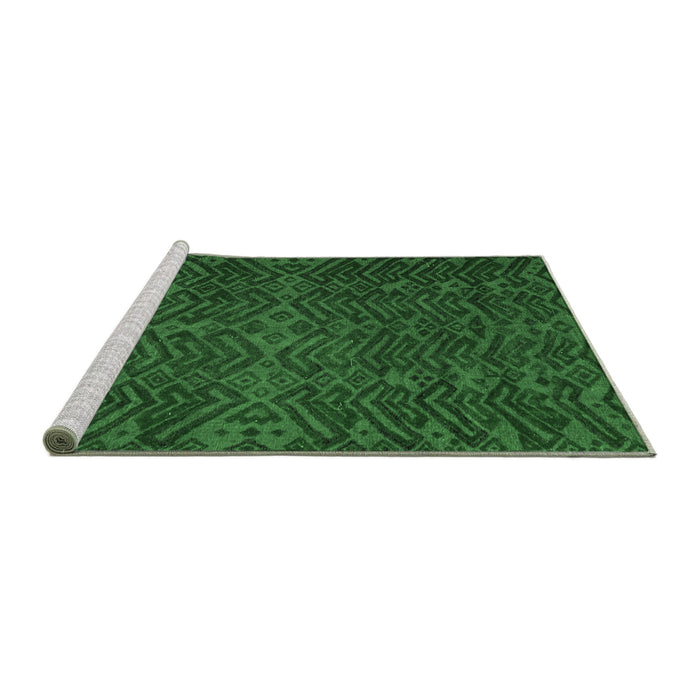 Sideview of Machine Washable Abstract Emerald Green Modern Area Rugs, wshabs4784emgrn