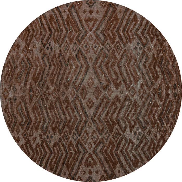 Round Machine Washable Abstract Turquoise Modern Area Rugs, wshabs4784turq