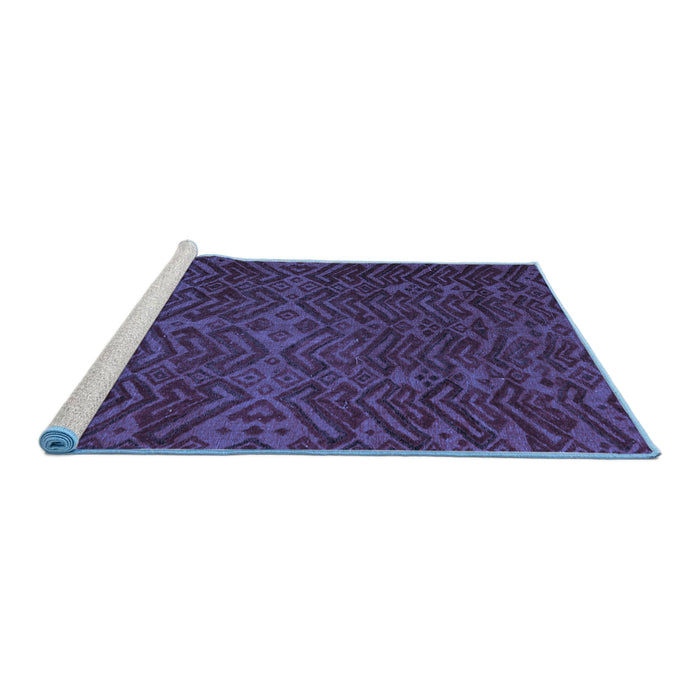Sideview of Machine Washable Abstract Blue Modern Rug, wshabs4784blu