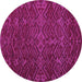 Round Machine Washable Abstract Purple Modern Area Rugs, wshabs4784pur