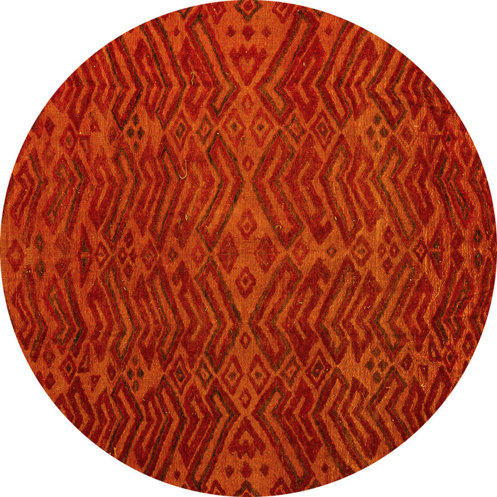 Round Machine Washable Abstract Yellow Modern Rug, wshabs4784yw