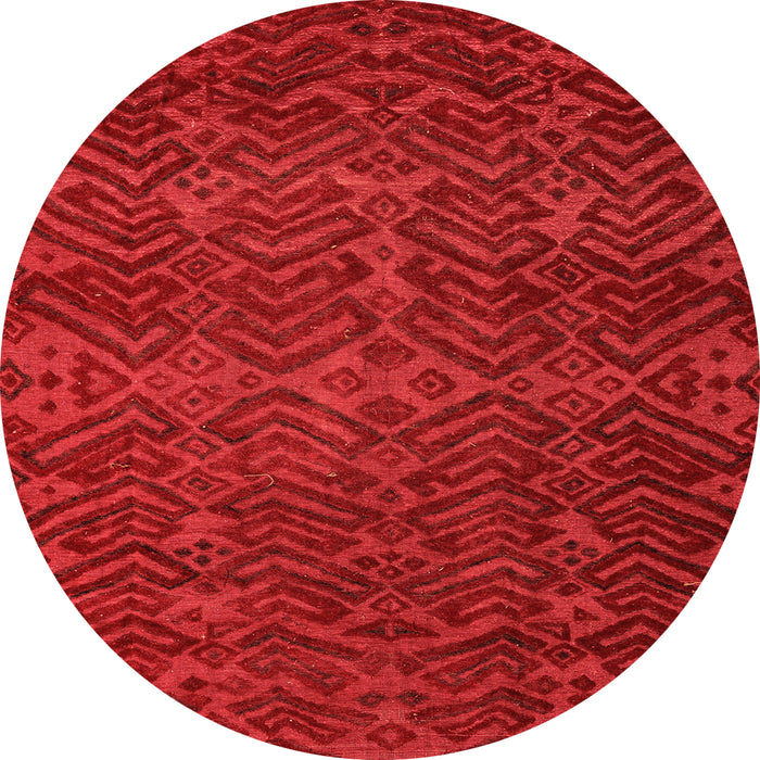 Round Machine Washable Abstract Orange Modern Area Rugs, wshabs4784org