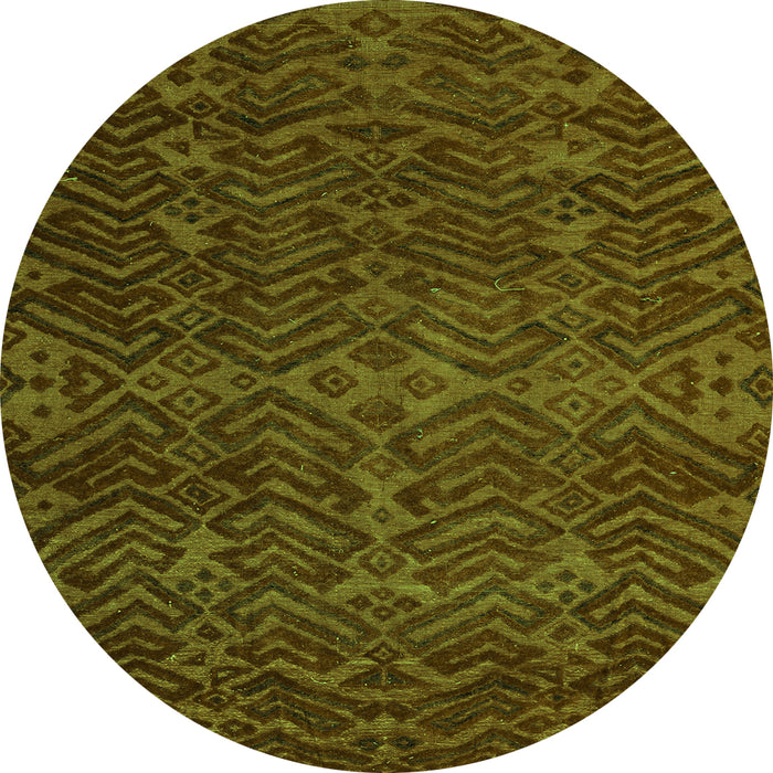 Round Abstract Green Modern Rug, abs4784grn