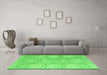 Machine Washable Abstract Green Modern Area Rugs in a Living Room,, wshabs4785grn