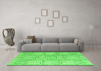 Machine Washable Abstract Green Modern Rug, wshabs4785grn