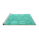 Sideview of Machine Washable Abstract Turquoise Modern Area Rugs, wshabs4785turq