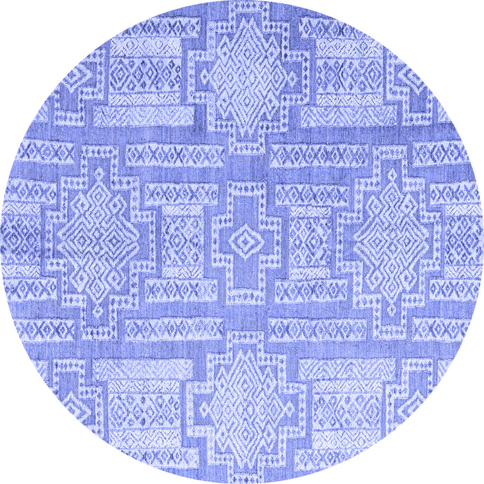 Round Abstract Blue Modern Rug, abs4785blu