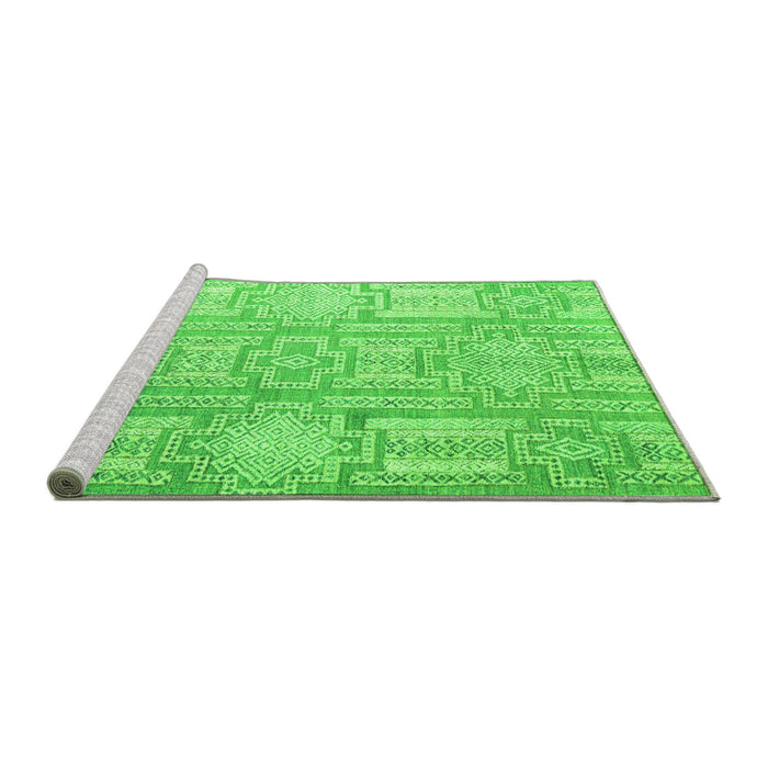 Sideview of Machine Washable Abstract Green Modern Area Rugs, wshabs4785grn