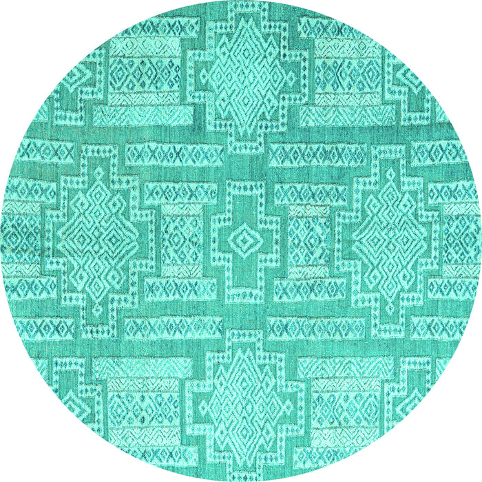 Round Abstract Turquoise Modern Rug, abs4785turq