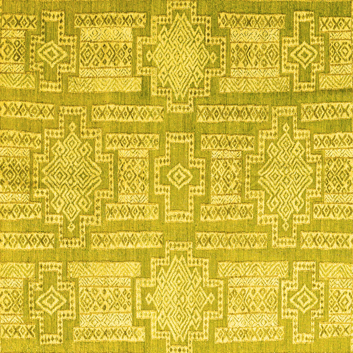 Square Machine Washable Abstract Yellow Modern Rug, wshabs4785yw