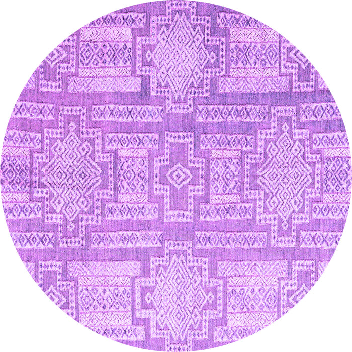 Round Machine Washable Abstract Purple Modern Area Rugs, wshabs4785pur