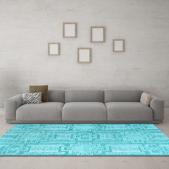 Machine Washable Abstract Light Blue Modern Rug in a Living Room, wshabs4785lblu