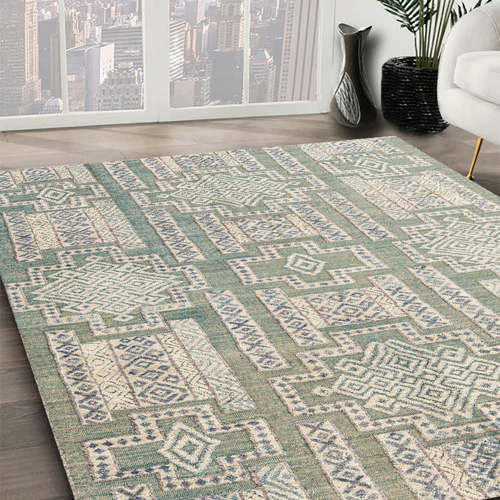 Abstract Desert Sand Beige Modern Rug in Family Room, abs4785