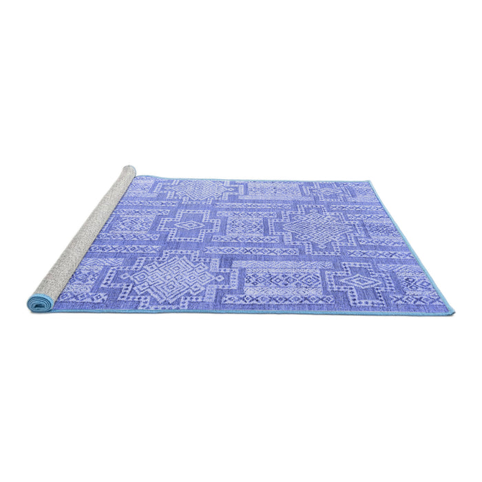 Sideview of Machine Washable Abstract Blue Modern Rug, wshabs4785blu