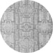 Round Machine Washable Abstract Gray Modern Rug, wshabs4785gry