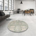 Round Machine Washable Abstract Desert Sand Beige Rug in a Office, wshabs4785